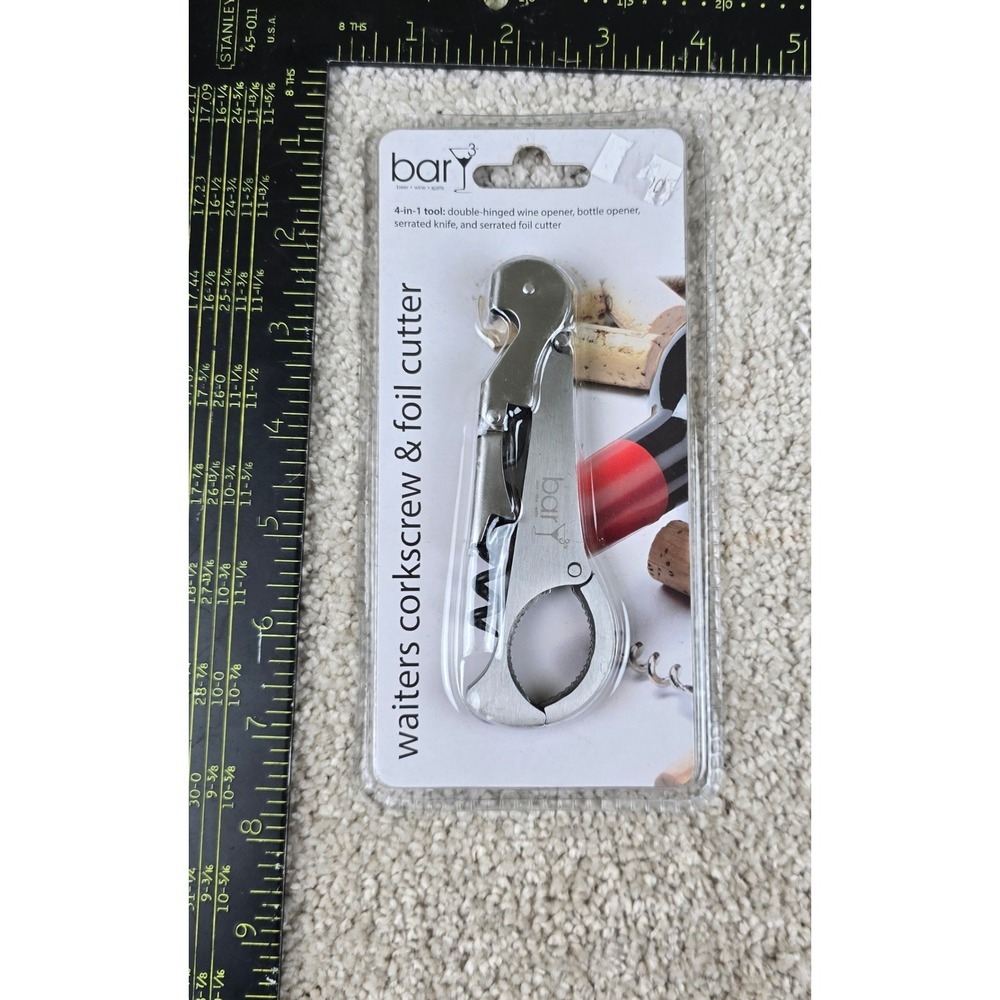 Bar3‎ Waiters Corkscrew & Foil Cutter One Size Silver 4-in-1 Tool